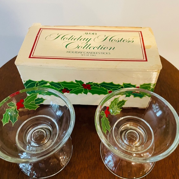 Vintage Avon “Holiday Hostess Collection" glass candle holders from 1981 - Picture 4 of 7